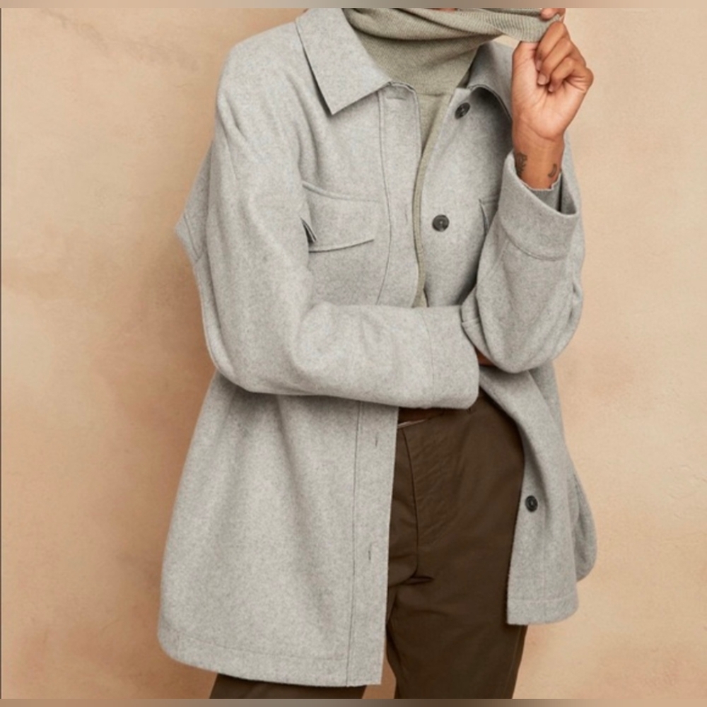 Light Gray Cozy Banana Republic Shirt Coat Shacket